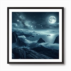 Night Sky With Clouds Art Print
