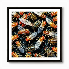 Flies Insects Pest Wings Buzzing Annoying Swarming Houseflies Mosquitoes Fruitflies Maggot (13) Art Print