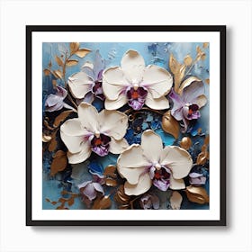 Pattern with Azure Orchid flowers Art Print