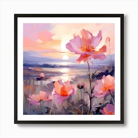 Sunset Flowers 3 Art Print