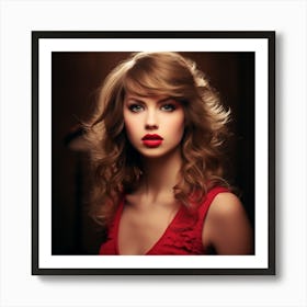 Taylor Swift in Red Art Print