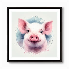 Pig Watercolor Painting 1 Art Print