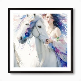 Two White Horses Art Print