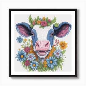 Cute Brave Lucky Cow Art Print