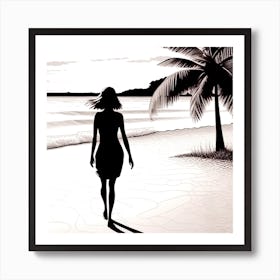 Woman Walking On The Beach 65 Art Print