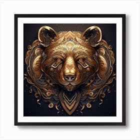 Ornate Bear Head Art Print