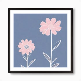 A White And Pink Flower In Minimalist Style Square Composition 484 Art Print
