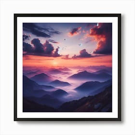 Sunrise from the mountain 6 Art Print