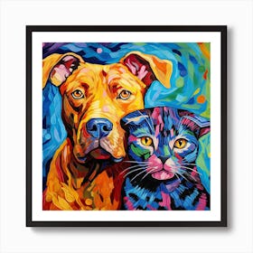 Dog And Cat Painting 9 Art Print