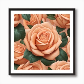 Peach Roses 11 Art Print