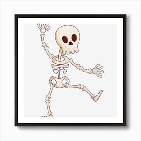 Happy Halloween Funny Skeleton Dancing Art Print