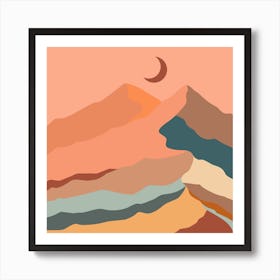 Moon And Mountains Art Print