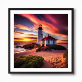 Sunset At The Lighthouse 9 Art Print