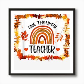 Retro Leopard Rainbow One Thankful Teacher Thanksgiving Day Affiche