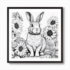 Rabbit With Sunflowers 1 Art Print