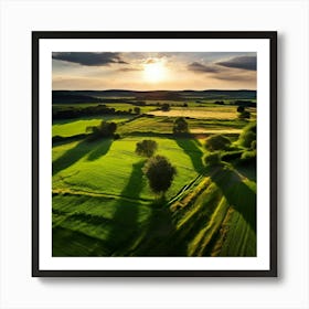 Grass Ecology No People Pasture Drone Scenic Shadow Flight Rural Scene Green Aerial View (1) Art Print