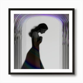 Multicoloured Dress, White background, artwork print, "Patience" Art Print