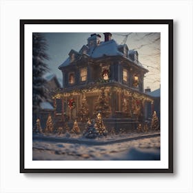 Christmas Decorated Home Outside Perfect Composition Beautiful Detailed Intricate Insanely Detaile (2) Art Print