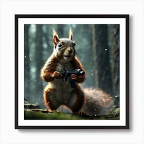 Squirrel With Gun Art Print