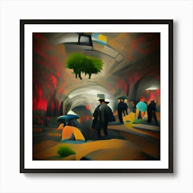 City In A Tunnel Art Print