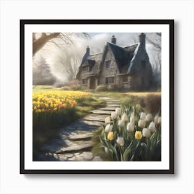 A Misty Morning in Early Spring at the Old Stone House Art Print