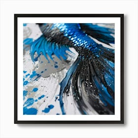 Black And Blue Betta Fish Art Print