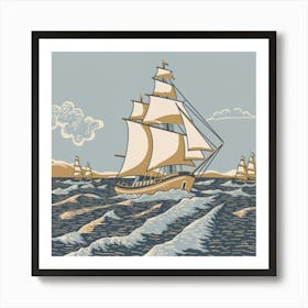 Sailing Ship In The Ocean Art Print