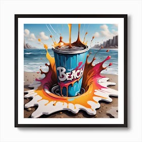 A Colorful Journey With Coffee By The Sea Art Print