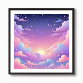 Sky With Twinkling Stars In Pastel Colors Square Composition 88 Art Print