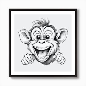 Monkey Head Drawing Art Print
