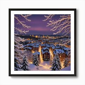 Oslo City At Night Art Print