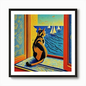 Cat Looking Out The Window 12 Art Print