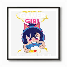 Kids Gamer Anime Girl Level 7 Unlocked Video Game 7th Birthday Art Print