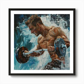 Bodybuilder In The Water Art Print