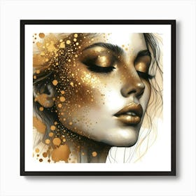 Gold Splatter Painting Art Print