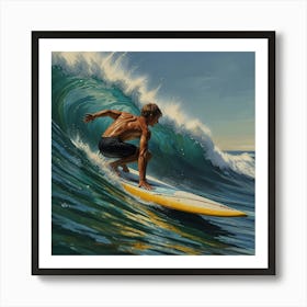 Surfer Riding A Wave 2 Art Print