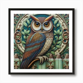 Owl On A Gate Art Print