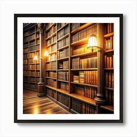 Library With Books Art Print