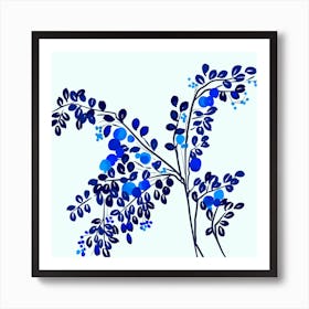 Blue branches with leaves Art Print