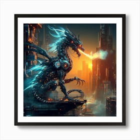 Futuristic Dragon Art Print