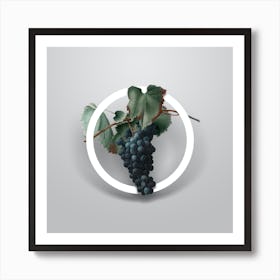 Vintage Grape Vine Minimalist Floral Geometric Circle on Soft Gray n.0152 Art Print