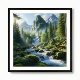 Waterfalls In The Forest Art Print