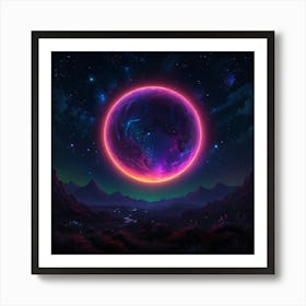 Planet In The Night Sky Art Print
