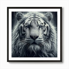 White Tiger In The Rain 3 Art Print