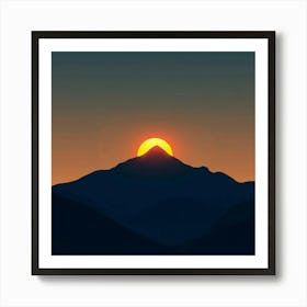 Sunset Over Mountain Art Print