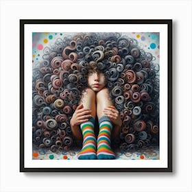 Girl With Curly Hair 2 Art Print