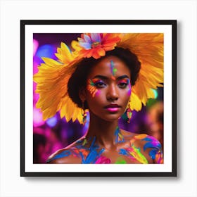 Colorful Woman At A Party Art Print