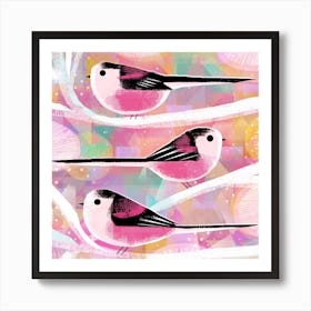 Long Tailed Tits Square Art Print