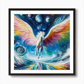 Rainbow Unicorn, Pegasus Art Print