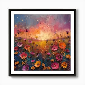 Sunset Flowers 4 Art Print